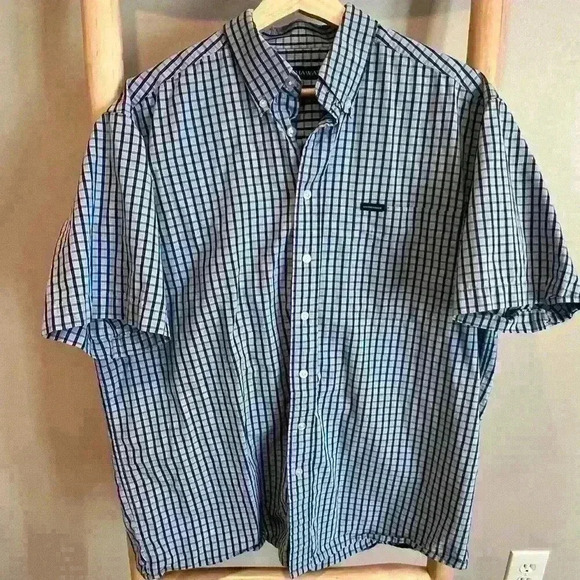 Hathaway size large blue check button down shirt - Picture 1 of 6